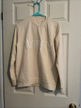 Ms to Mrs Cream Wifey Embroidered Crewneck Sweatshirt
